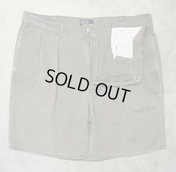 画像3: 90'S RALPH LAUREN "ボックスロゴ" ツープリーツ チノショーツ カーキ USA製 (VINTAGE)