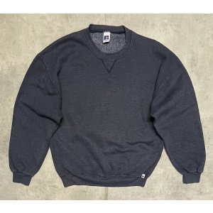 画像: 90'S RUSSELL ATHLETIC 前Vガゼット付き クルーネック スウェットシャツ ネイビーヘザー メキシコ製 (VINTAGE)