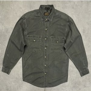 画像: 90'S EDDIE BAUER "ELKHORN TWILL" 黒タグ ワークシャツ カーキ USA製 (VINTAGE)
