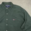 画像3: 90'S RALPH LAUREN POLO SPORT "LOWELL SPORT" ツイル レギュラーカラーシャツ ダークグリーン (VINTAGE)
