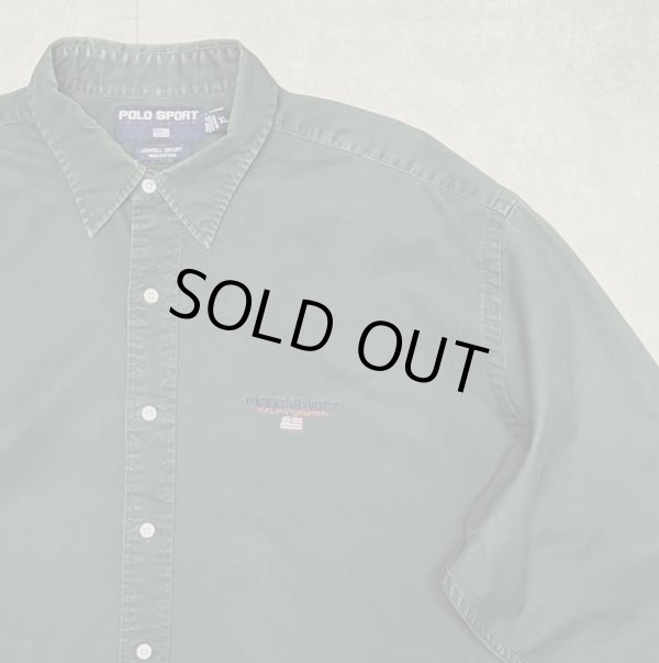 画像3: 90'S RALPH LAUREN POLO SPORT "LOWELL SPORT" ツイル レギュラーカラーシャツ ダークグリーン (VINTAGE)