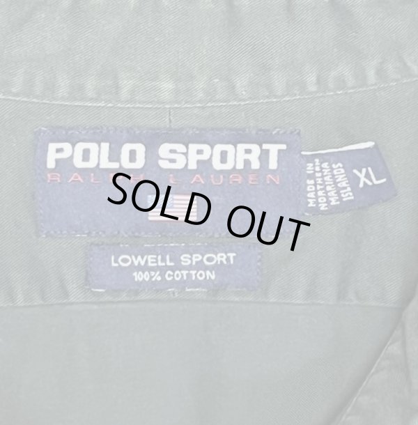 画像2: 90'S RALPH LAUREN POLO SPORT "LOWELL SPORT" ツイル レギュラーカラーシャツ ダークグリーン (VINTAGE)