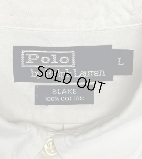 画像2: 90'S RALPH LAUREN "BLAKE" ロゴ同色 オックスフォード BDシャツ オールホワイト (VINTAGE)