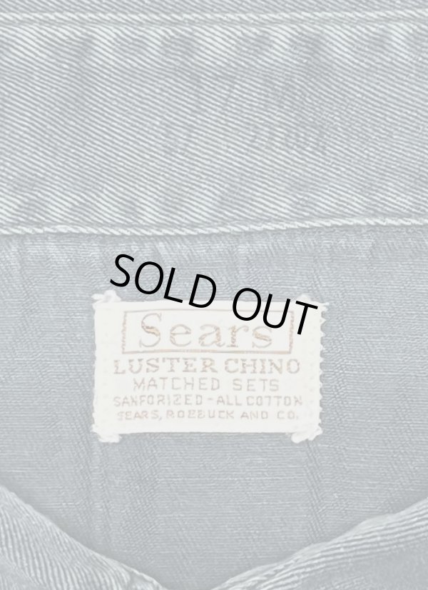 画像2: 60'S SEARS "LUSTER CHINO" コットン100% ワークシャツ ダークグリーン (VINTAGE)