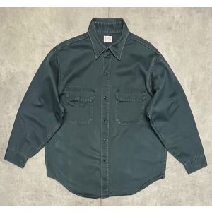 画像: 60'S SEARS "LUSTER CHINO" コットン100% ワークシャツ ダークグリーン (VINTAGE)