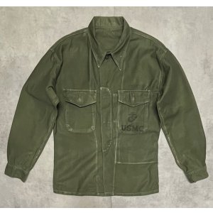 画像: 50'S アメリカ軍 USMC "P-58" ステンシル入り コットンサテン ユーティリティシャツ (VINTAGE)