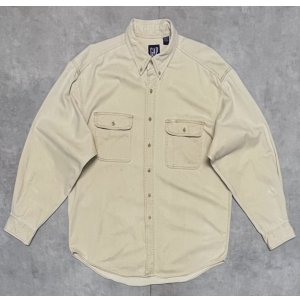 画像: 90'S GAP 旧タグ ツイル BDシャツ ベージュ (VINTAGE)