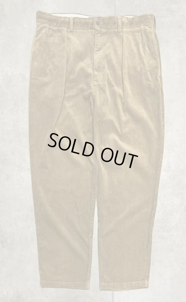画像1: 90'S RALPH LAUREN "ANDREW PANT" ツープリーツ 太畝 コーデュロイパンツ タン (VINTAGE)