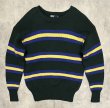 画像1: 90'S RALPH LAUREN ウール100% ローゲージ ボーダーニット ダークグリーン (VINTAGE)