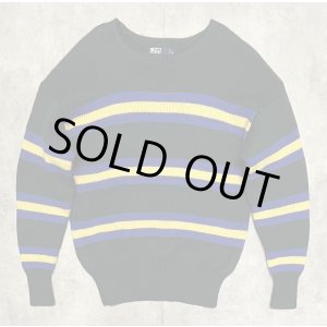 画像: 90'S RALPH LAUREN ウール100% ローゲージ ボーダーニット ダークグリーン (VINTAGE)