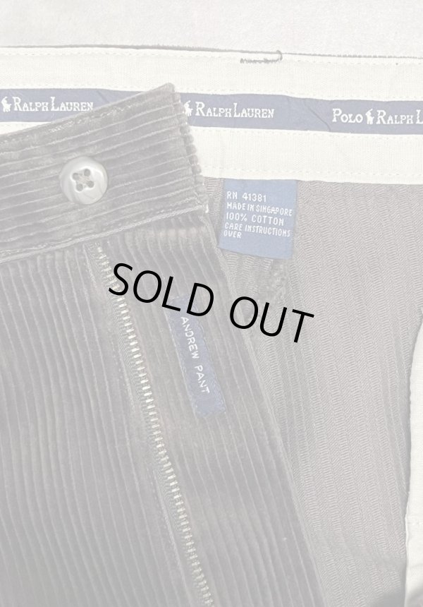 画像2: 90'S RALPH LAUREN "ANDREW PANT" ツープリーツ 太畝 コーデュロイパンツ ブラウン (MINT CONDITION)