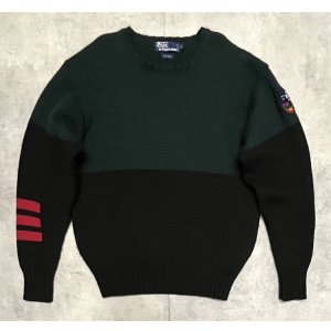 画像: 90'S RALPH LAUREN "SUICIDE SKI" ウール100% ローゲージ ニット ダークグリーン/ブラック (VINTAGE)