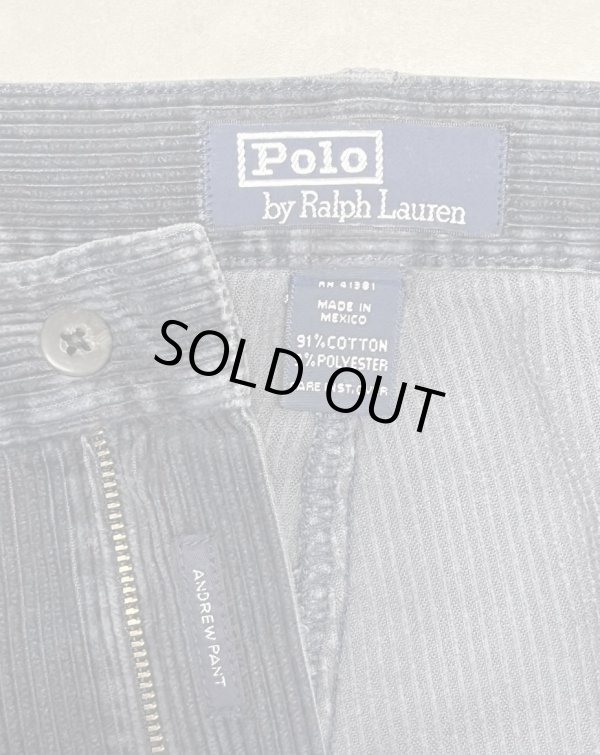 画像2: 90'S RALPH LAUREN "ANDREW PANT" ツープリーツ 太畝 コーデュロイパンツ ネイビー (VINTAGE)