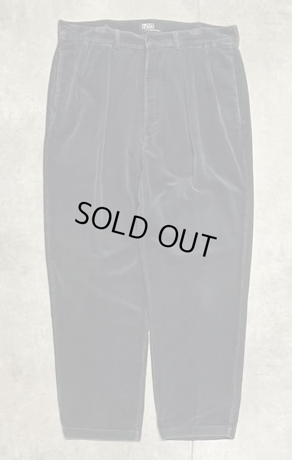 画像1: 90'S RALPH LAUREN "ANDREW PANT" ツープリーツ 太畝 コーデュロイパンツ ネイビー (VINTAGE)