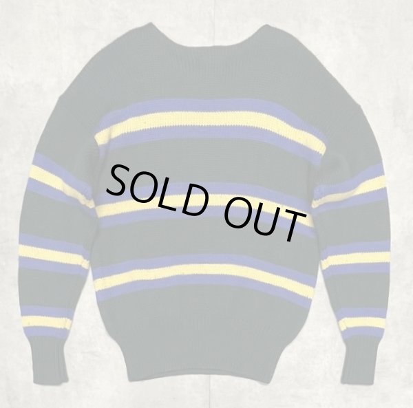画像3: 90'S RALPH LAUREN ウール100% ローゲージ ボーダーニット ダークグリーン (VINTAGE)