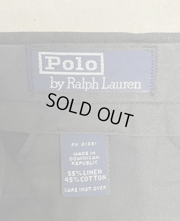 画像2: 90'S RALPH LAUREN リネン/コットン ツープリーツ スラックス ブラック W38L30 (VINTAGE)