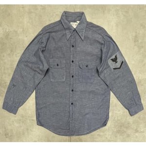 画像: 70'S FIVE BROTHER コットン100% シャンブレーシャツ ブルー USA製 (VINTAGE)