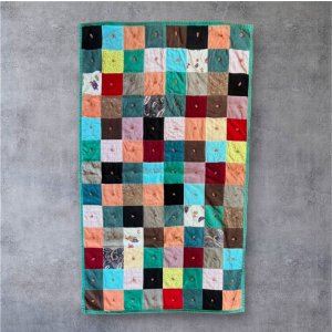 画像: ヴィンテージ コーデュロイ パッチワーク キルト ラグ 147cm x 92cm (VINTAGE)