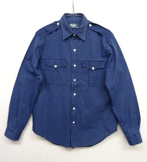 画像: RALPH LAUREN ミリタリーシャツ インディゴ (USED) 「L/S Shirt」 入荷しました。