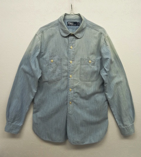 画像: RALPH LAUREN マチ＆チンスト付き ラウンドカラー シャンブレーシャツ (USED) 「L/S Shirt」 入荷しました。