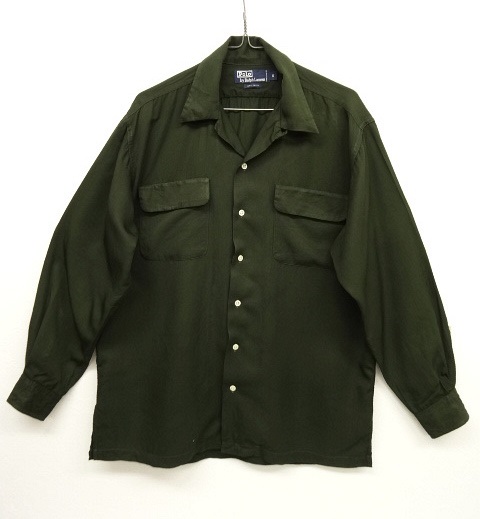 画像: 90'S RALPH LAUREN オープンカラー レーヨン 長袖シャツ オリーブ無地 (VINTAGE) 「L/S Shirt」 入荷しました。