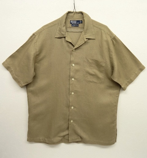 画像: 90'S RALPH LAUREN オープンカラー リネン 半袖シャツ ベージュ無地 (VINTAGE) 「S/S Shirt」 入荷しました。