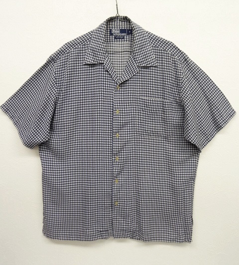 画像: 90'S RALPH LAUREN オープンカラー レーヨン 半袖シャツ ハウンドトゥース柄 (VINTAGE) 「S/S Shirt」 入荷しました。
