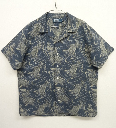 画像: 90'S RALPH LAUREN リネン オープンカラー 半袖シャツ カープ柄 (VINTAGE) 「S/S Shirt」 入荷しました。