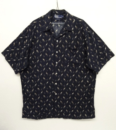 画像: 90'S RALPH LAUREN レーヨン オープンカラー 半袖シャツ フラミンゴ柄 (VINTAGE) 「S/S Shirt」 入荷しました。