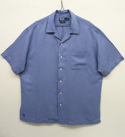 画像: 90'S RALPH LAUREN シルク/リネン 半袖 オープンカラーシャツ ブルー (VINTAGE) 「S/S Shirt」 入荷しました。