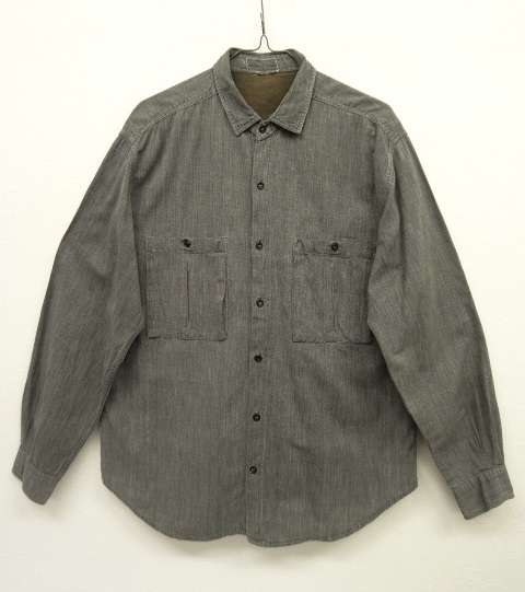 画像: 60'S フレンチワーク プリーツ入りポケット ブラックシャンブレーシャツ (VINTAGE) 「L/S Shirt」 入荷しました。