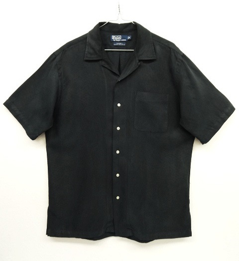 画像: 90'S RALPH LAUREN シルク/コットン オープンカラー 半袖シャツ BLACK (VINTAGE) 「S/S Shirt」 入荷しました。