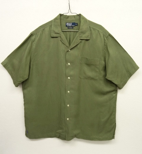 画像: 90'S RALPH LAUREN シルク/リネン オープンカラー 半袖シャツ OLIVE (VINTAGE) 「S/S Shirt」 入荷しました。