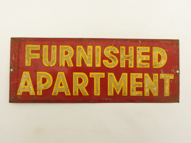 画像: 40'S メタル サインプレート FURNISHED APARTMENT (ANTIQUE) 「Antique Goods」 入荷しました。