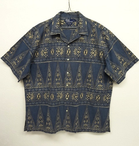 画像: 90'S RALPH LAUREN インディゴ抜染 オープンカラー アロハシャツ (VINTAGE) 「S/S Shirt」 入荷しました。