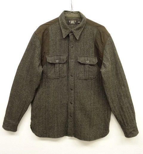 画像: RRL ヘリンボーンウール/ワックスコットン マチ付き ワークシャツ (USED) 「L/S Shirt」 入荷しました。