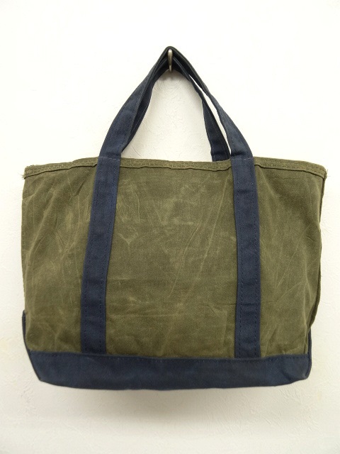 画像: 90'S LL Bean ワックスコットン トートバッグ USA製 OLIVE/NAVY (VINTAGE) 「Bag」 入荷しました。