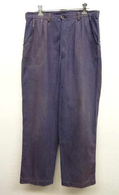 画像: ユーロ ワーク プリーツ入り デニム ワークパンツ ナス紺 (VINTAGE) 「Bottoms」 入荷しました。