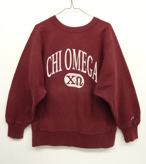 画像: 80'S CHAMPION "CHI OMEGA" トリコタグ リバースウィーブ BURGUNDY USA製 (VINTAGE) 「Sweat Shirt」 入荷しました。
