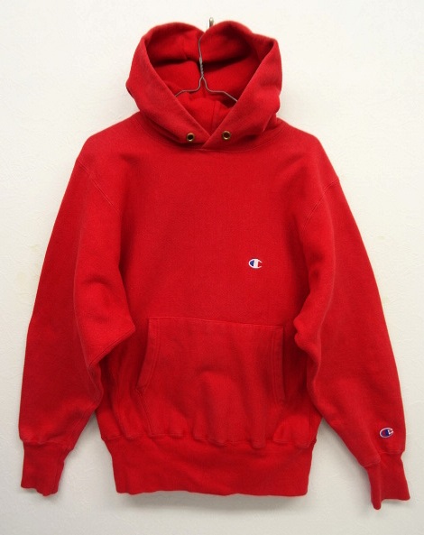 画像: 90'S CHAMPION 刺繍タグ リバースウィーブ パーカー無地 レッド USA製 (VINTAGE) 「Parka」 入荷しました。
