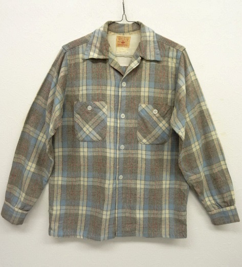 画像: 60'S ROYALTY オープンカラー ウールシャツ チェック柄 (VINTAGE) 「L/S Shirt」 入荷しました。