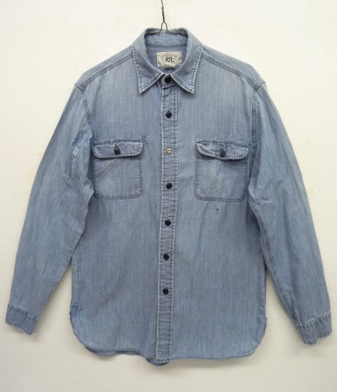 画像: 00'S RRL 白タグ マチ付き 耳付きシャンブレー ワークシャツ (VINTAGE) 「L/S Shirt」 入荷しました。
