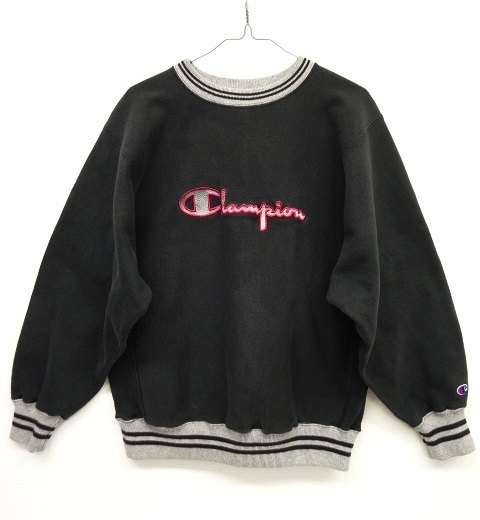 画像: 90'S CHAMPION 刺繍タグ リバースウィーブ リブライン入り ブラック USA製 (VINTAGE) 「Sweat Shirt」 入荷しました。