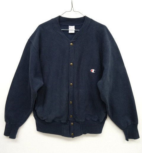 画像: 90'S CHAMPION 刺繍タグ リバースウィーブ スナップボタン カーディガン NAVY MEXICO製 (VINTAGE) 「Sweat Shirt」 入荷しました。