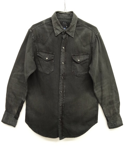 画像: RALPH LAUREN ヴィンテージ＆リペア加工 ブラックデニム ウエスタンシャツ (USED) 「L/S Shirt」 入荷しました。