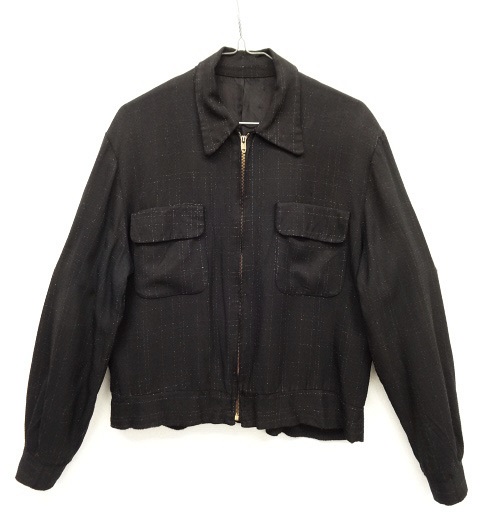 画像: 50'S UNKNOWN レーヨン ギャバジンジャケット ブラック カスリ柄 (VINTAGE) 「Jacket」 入荷しました。