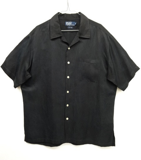 画像: 90'S RALPH LAUREN シルク/リネン オープンカラー 半袖シャツ BLACK (VINTAGE) 「S/S Shirt」 入荷しました。