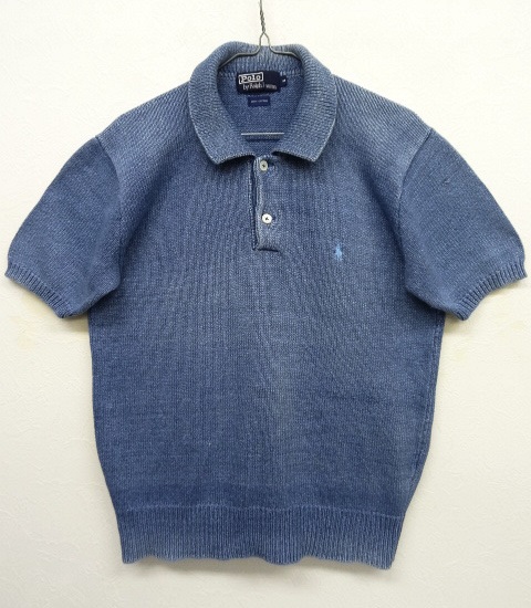 画像: 90'S RALPH LAUREN コットンニット ポロシャツ INDIGO (VINTAGE) 「Polo Shirt」 入荷しました。