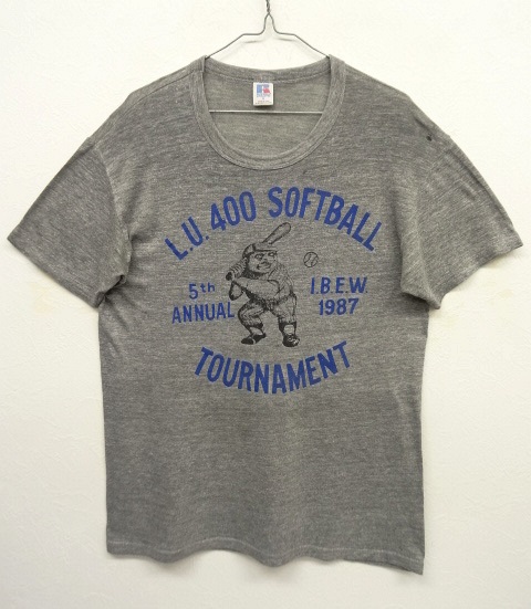 画像: 80'S RUSSELL ATHLETICS "L.U.400 SOFTBALL" 綿ポリ Tシャツ 杢グレー USA製 (VINTAGE) 「T-Shirt」 入荷しました。