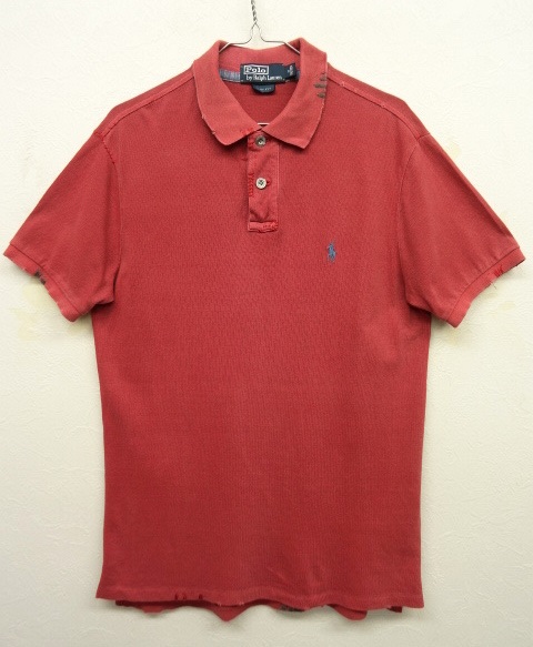 画像: RALPH LAUREN ヴィンテージ加工 ハンドステッチ ポロシャツ RED (USED) 「S/S Polo」 入荷しました。